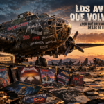 Avión de metal entre vinilos ochenteros