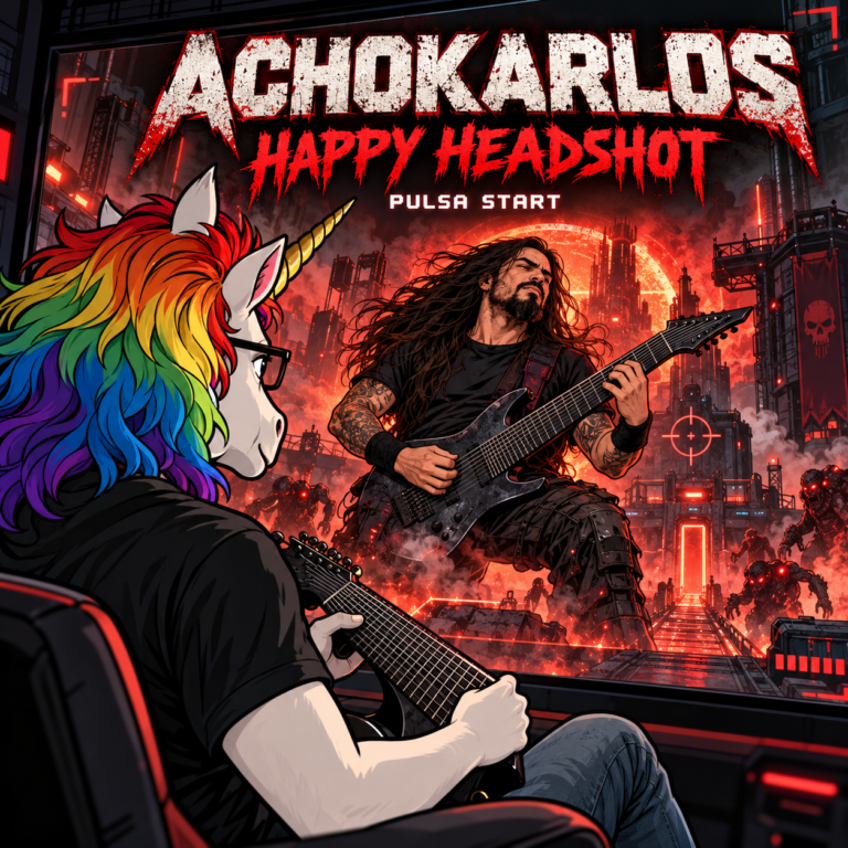 Unicornio gamer ante un infierno metalero