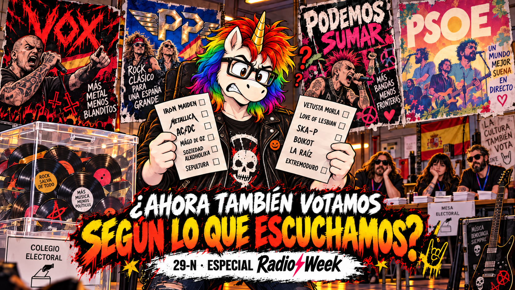 Unicornio rockero ante las urnas